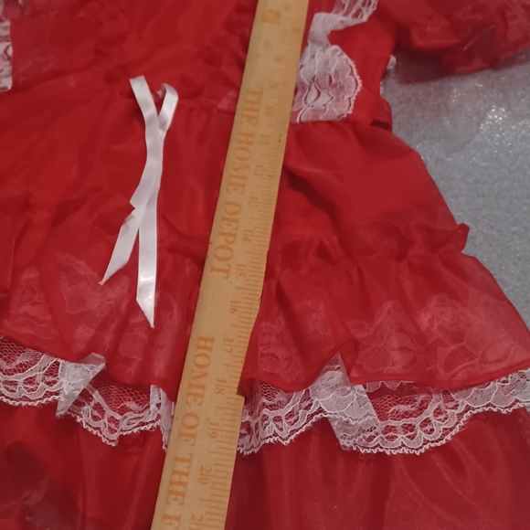 Vintage Kandy Ann Red Sheer Frilly, Ruffle, Lace Little Girls Party dress SZ 5? - Picture 5 of 10
